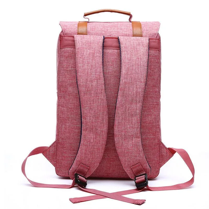 Canvas computer backpack in nylon waterproof cloth with 40x29x12cm dimensions, front view, black colour option, lightweight sports fashion design.