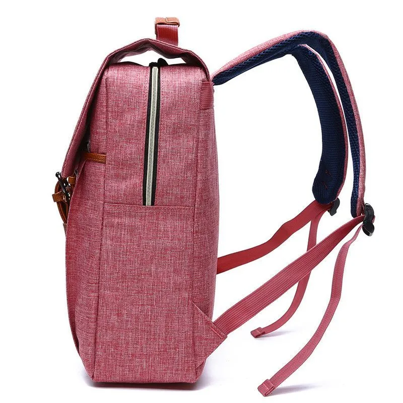 Canvas computer backpack in nylon waterproof cloth with 40x29x12cm dimensions, front view, black colour option, lightweight sports fashion design.