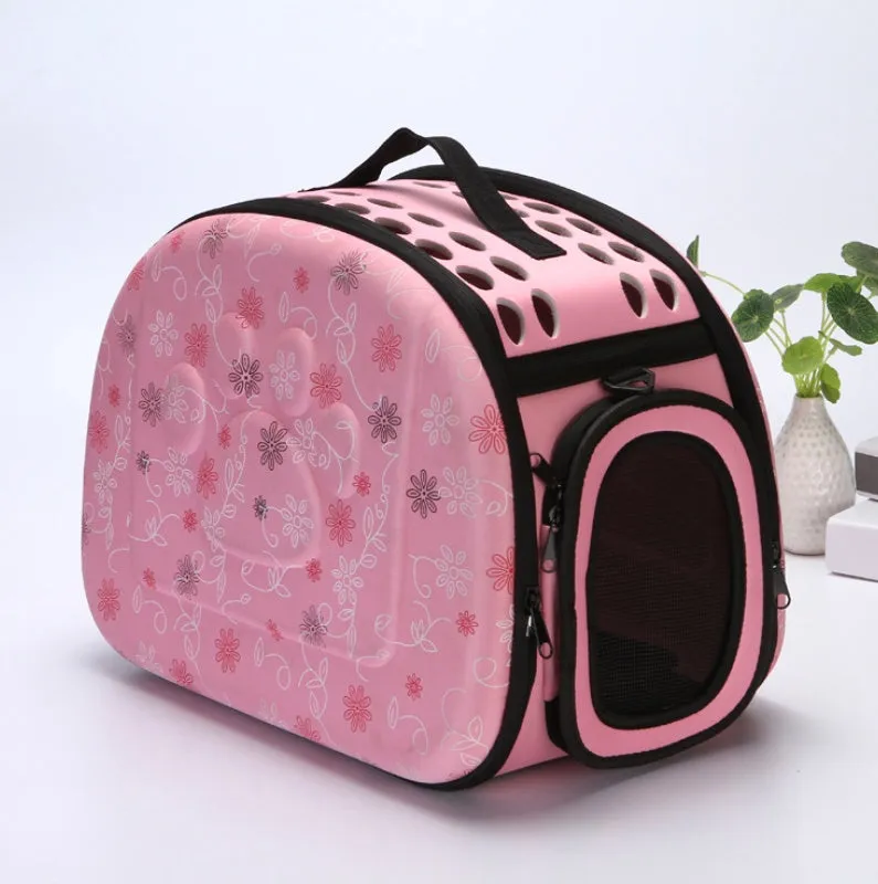 EVA medium pet bag in pink with foldable design and flower pattern