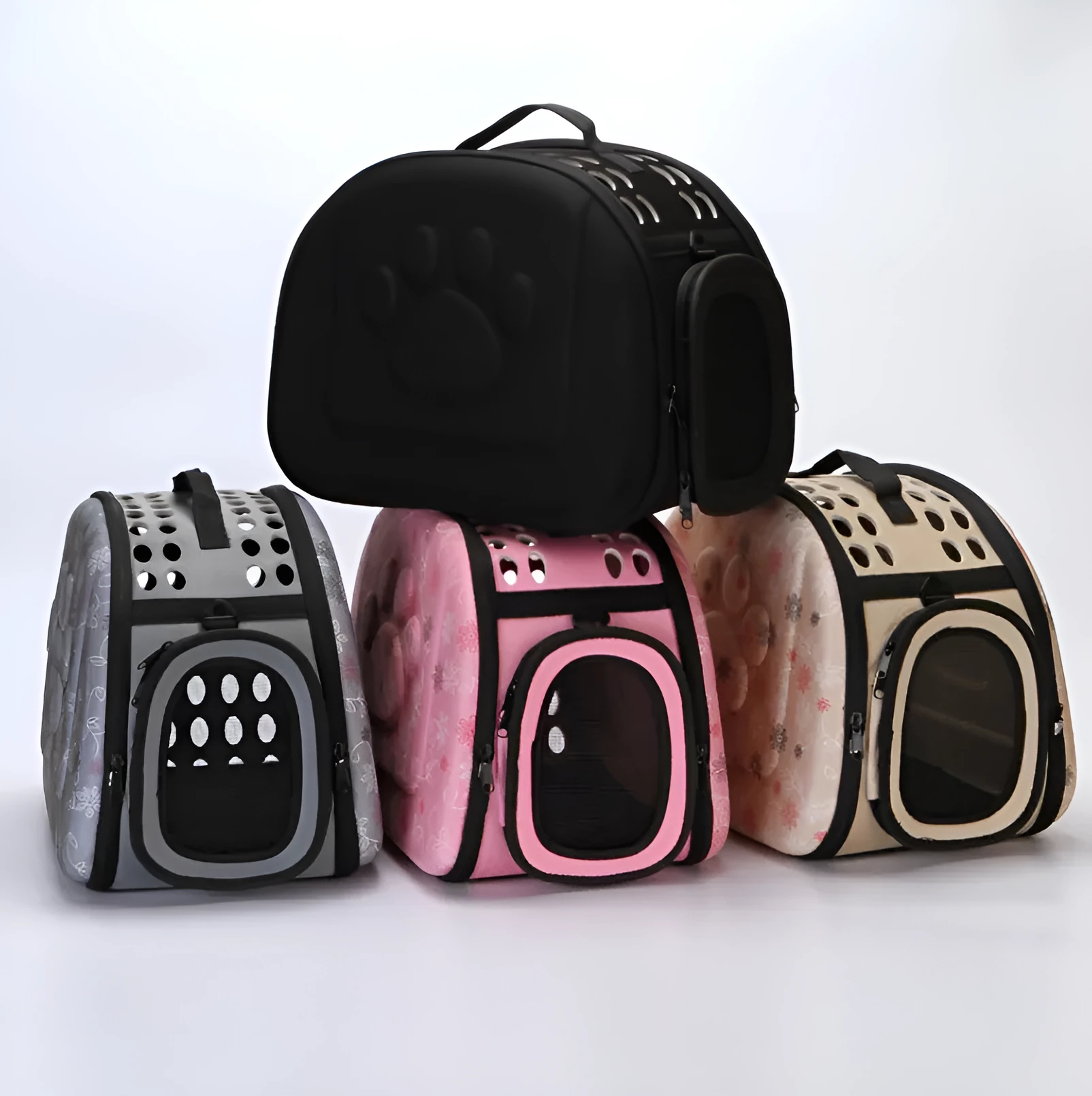 EVA medium pet bag in pink with foldable design and flower pattern