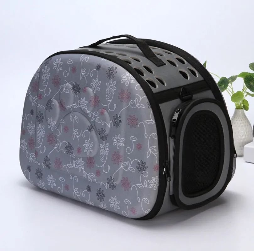 EVA medium pet bag in pink with foldable design and flower pattern