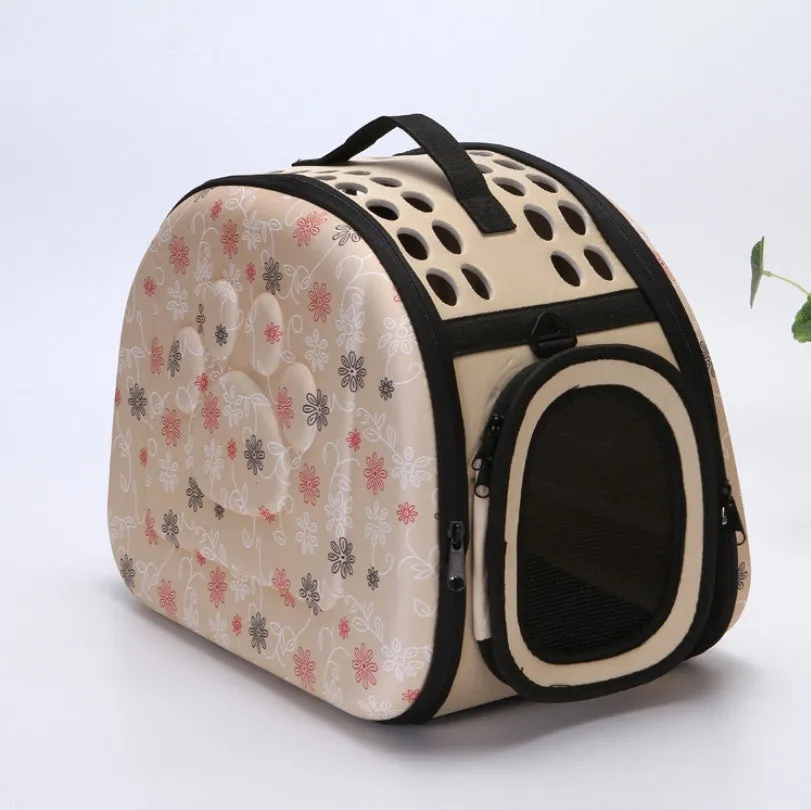 EVA medium pet bag in pink with foldable design and flower pattern