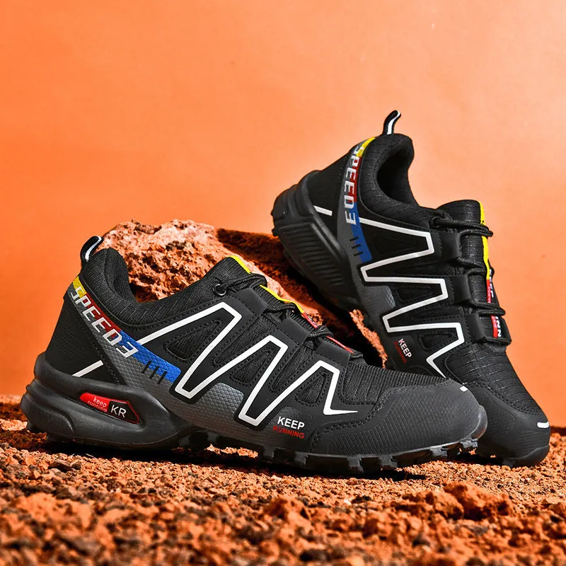 Men's plus size casual shoes in synthetic leather with mesh lining and rubber sole.