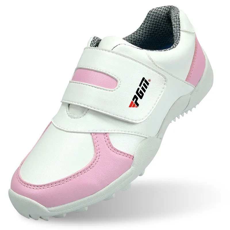 Children's breathable sports shoes with Velcro closure, blue and pink options, soft microfiber leather upper