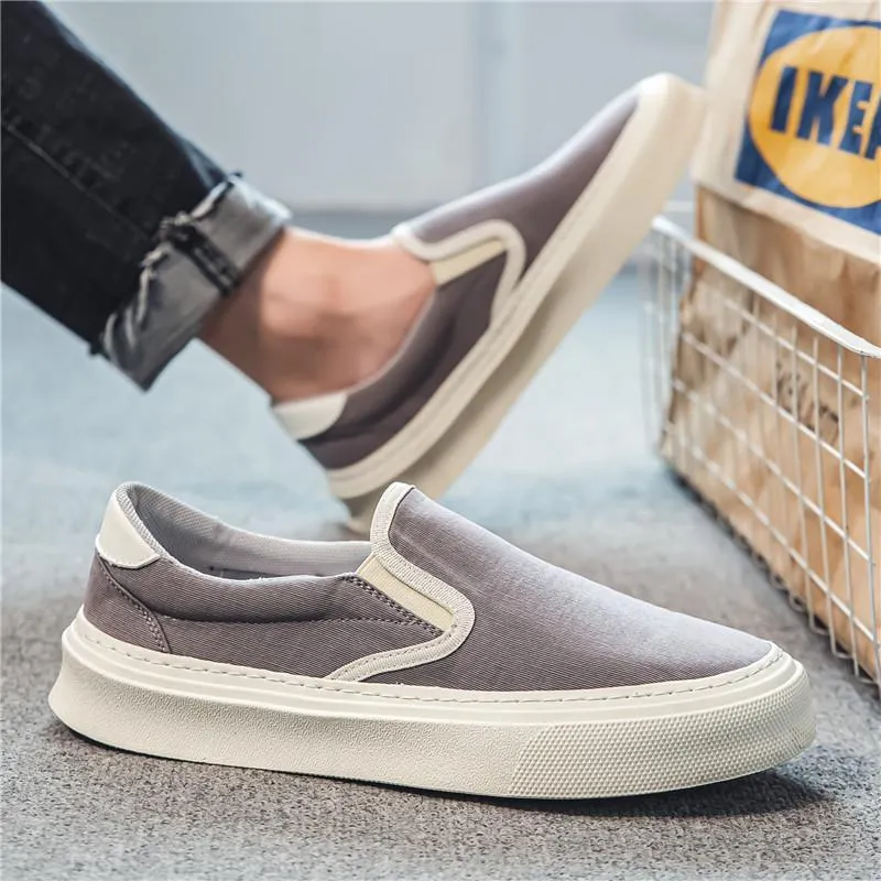 Men's summer breathable canvas board shoes in MX-HK202 Black, size 39-44, side view