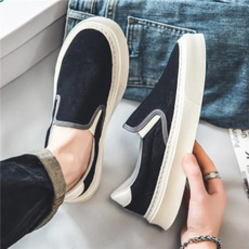 Men's summer breathable canvas board shoes in MX-HK202 Black, size 39-44, side view