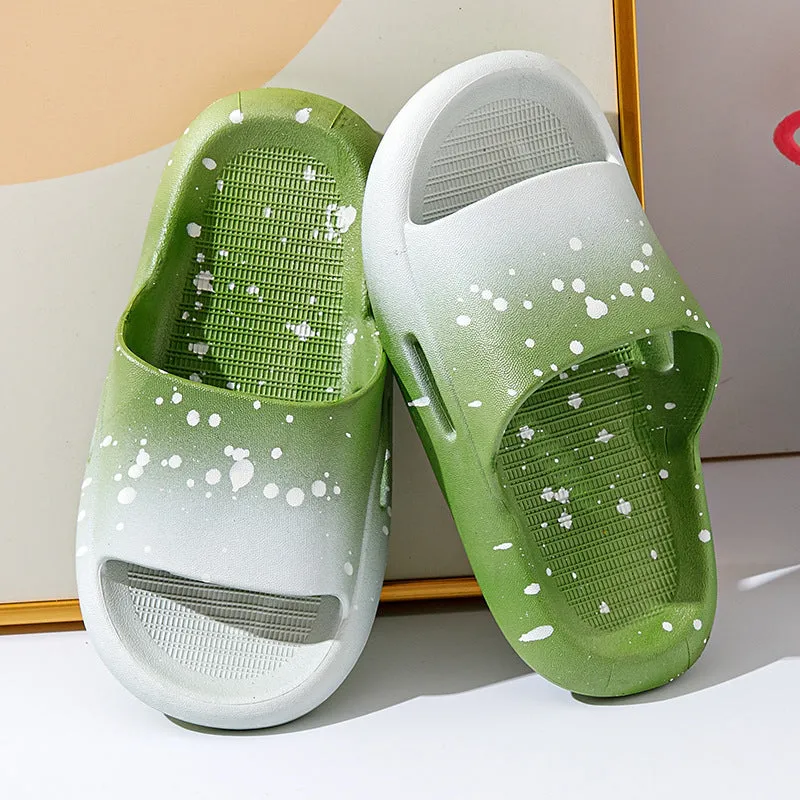 Children's gradient colour PVC slippers showing non-slip sole and European-American style design