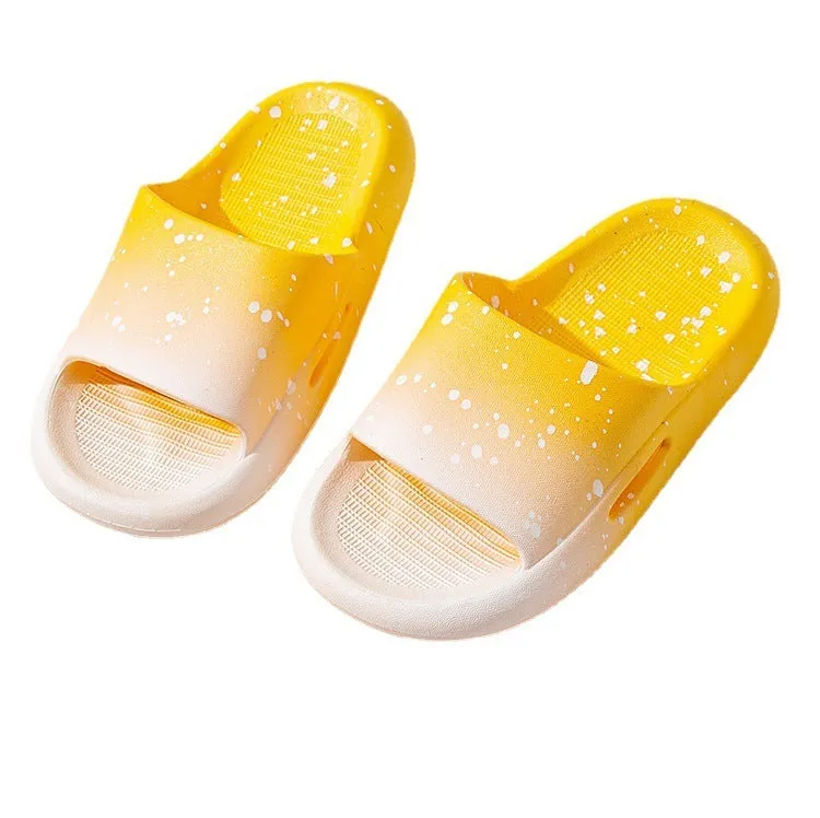 Children's gradient colour PVC slippers showing non-slip sole and European-American style design