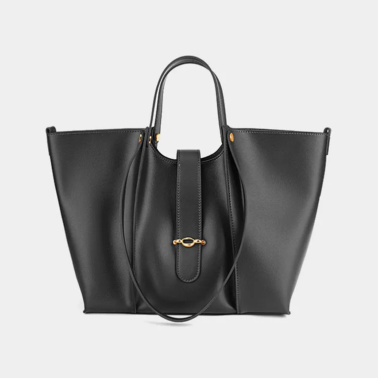 Genuine leather large capacity tote bag with suede lining in brown colour, 29cm x 8.5cm x 27cm
