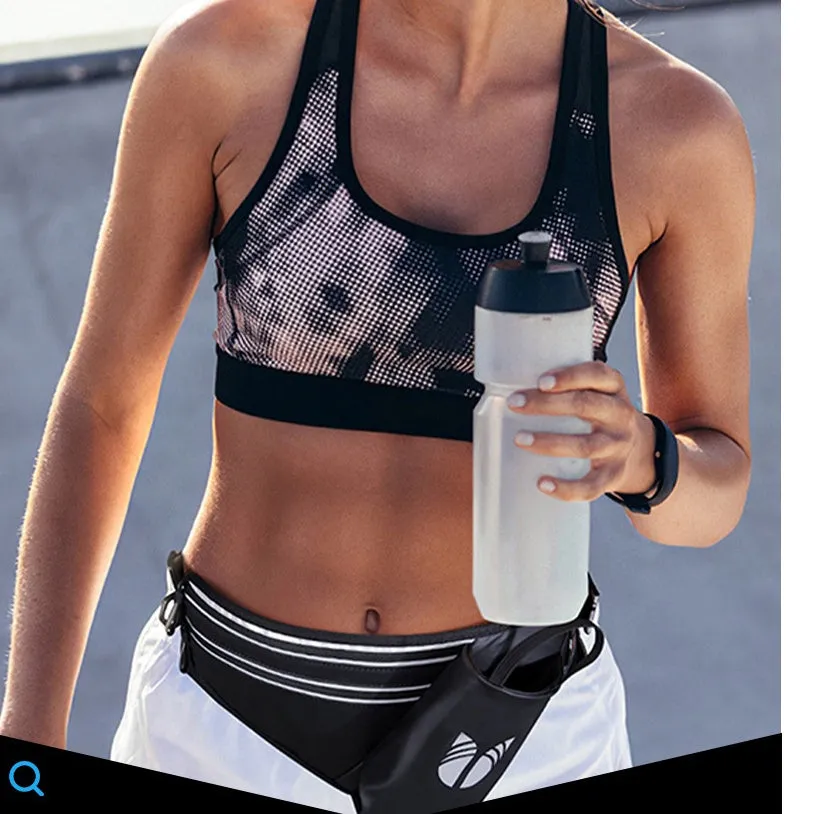 New water bottle pocket belt bag for outdoor fitness running, 38x17.5cm, light-sensitive fabric, in black, green, and grey