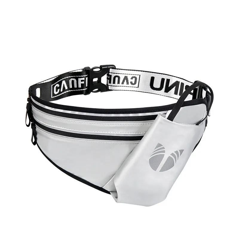 New water bottle pocket belt bag for outdoor fitness running, 38x17.5cm, light-sensitive fabric, in black, green, and grey