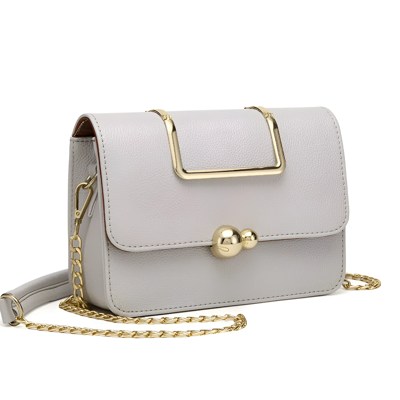 Women's PU chain crossbody bag small square handbag 21cm black grey pink