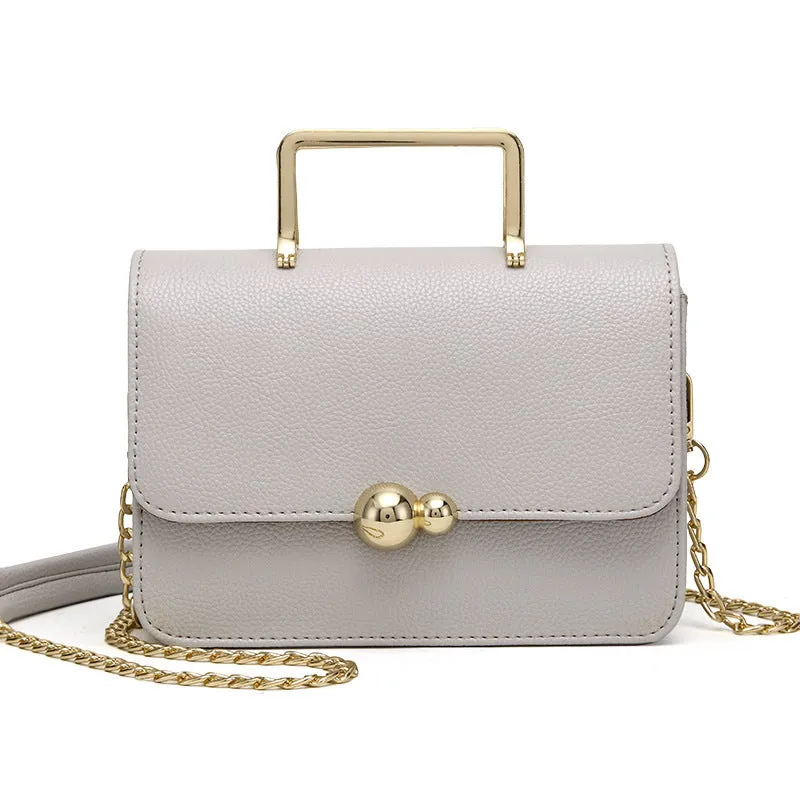 Women's PU chain crossbody bag small square handbag 21cm black grey pink