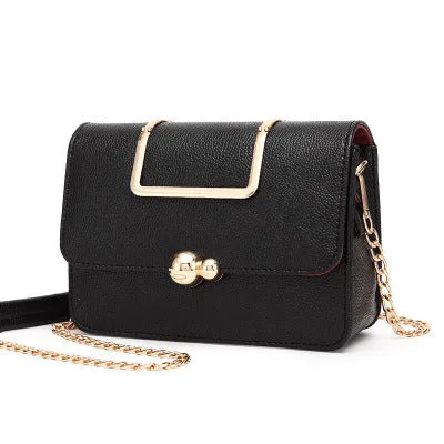 Women's PU chain crossbody bag small square handbag 21cm black grey pink