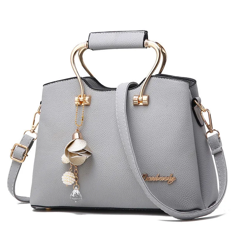 Large capacity PU leather women's handbag in horizontal square shape with sewing line detail, available in seven colours