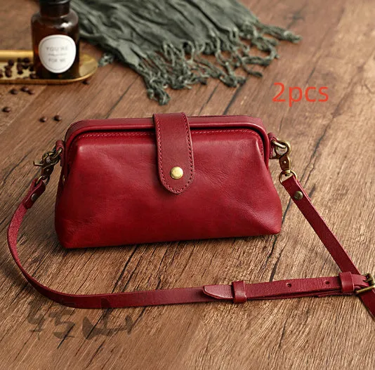 Clementine purse pillow shape leather with single strap brown colour