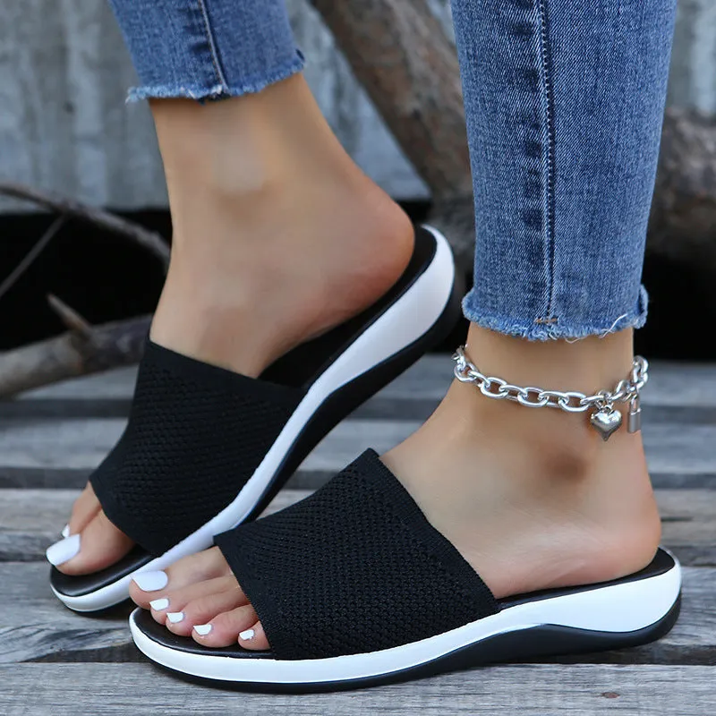 Women's flat sandal with microfiber upper in multiple colours available for indoor and outdoor wear