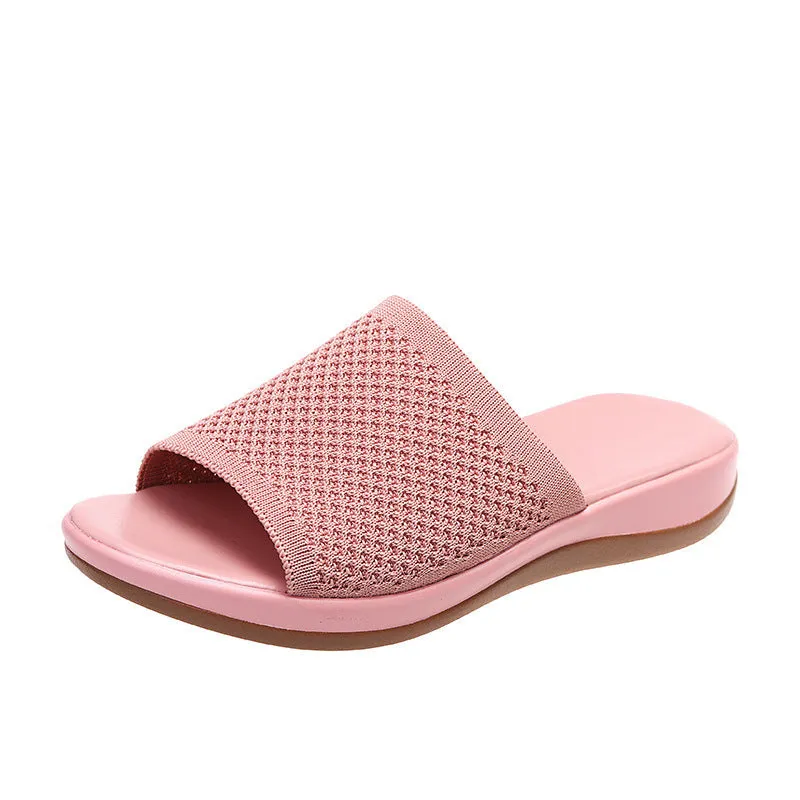 Women's flat sandal with microfiber upper in multiple colours available for indoor and outdoor wear