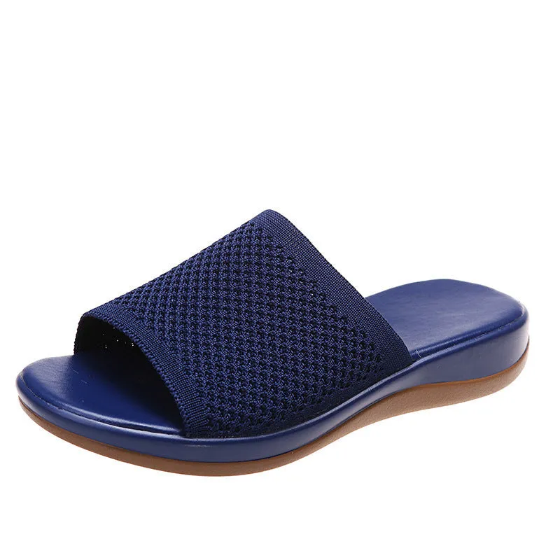 Women's flat sandal with microfiber upper in multiple colours available for indoor and outdoor wear
