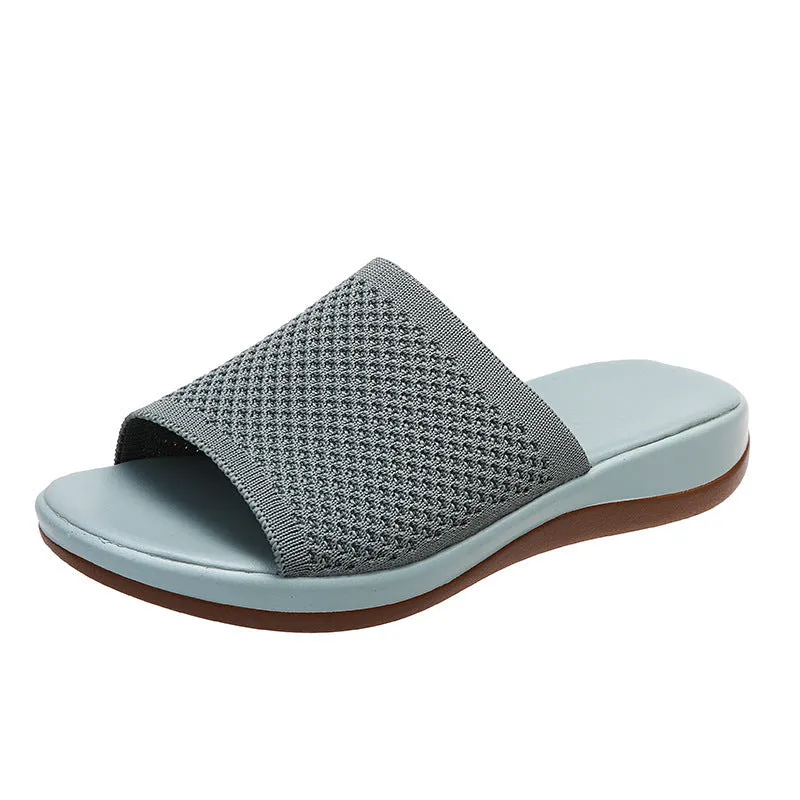 Women's flat sandal with microfiber upper in multiple colours available for indoor and outdoor wear