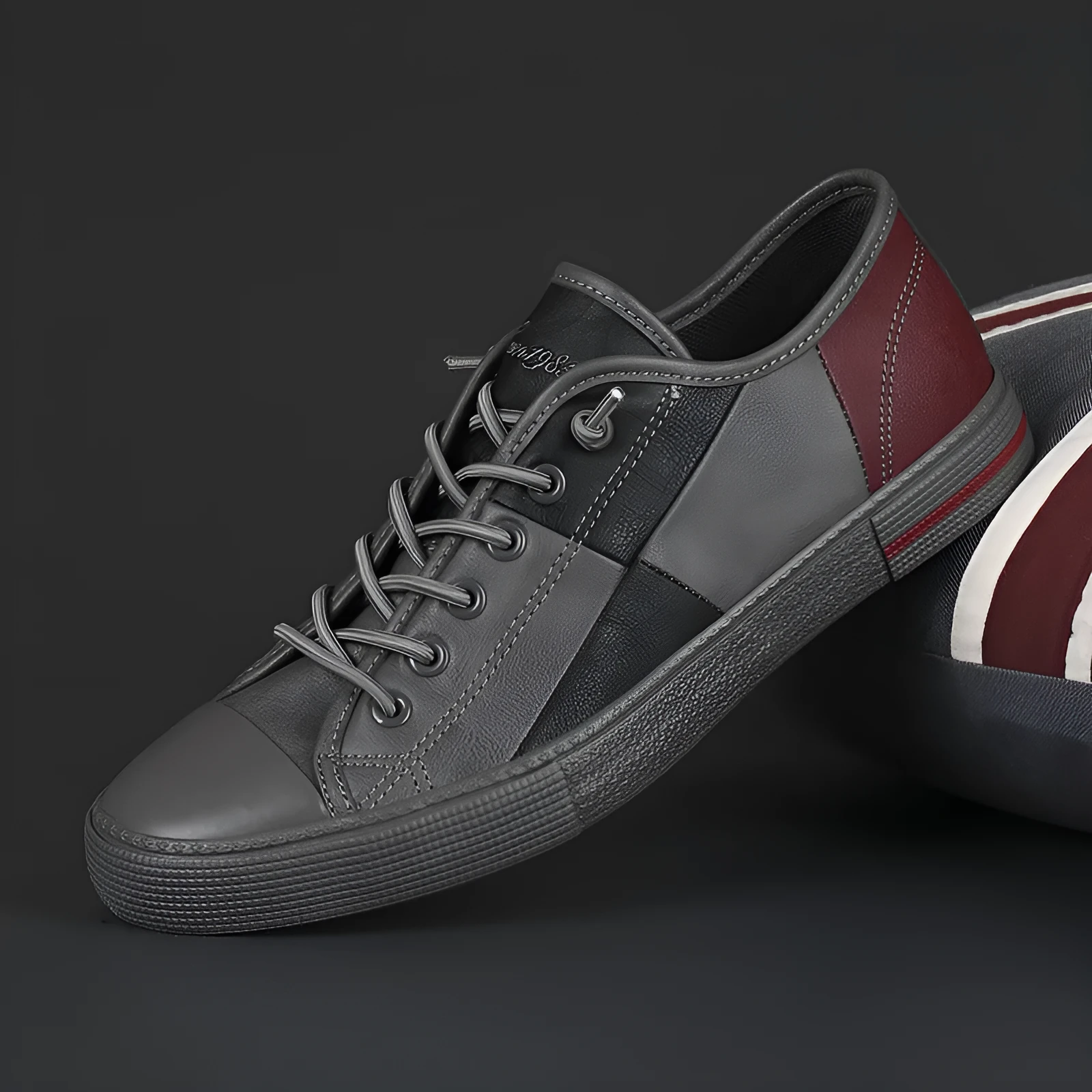 Men's flat leather shoes in a colour matching design with an elastic band closure and round toe
