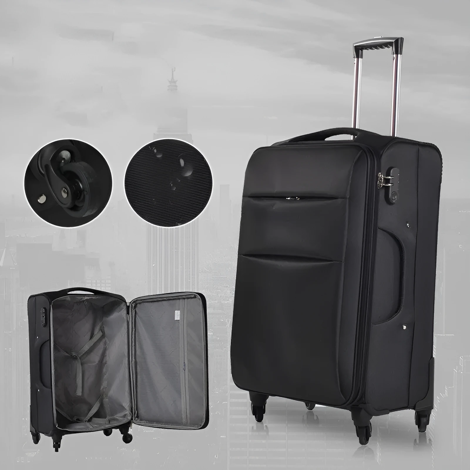 Business luggage in coffee colour with Oxford bra bar texture and anti-theft zipper