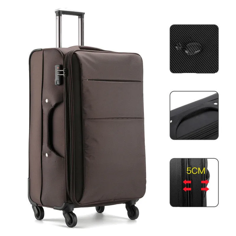 Business luggage in coffee colour with Oxford bra bar texture and anti-theft zipper