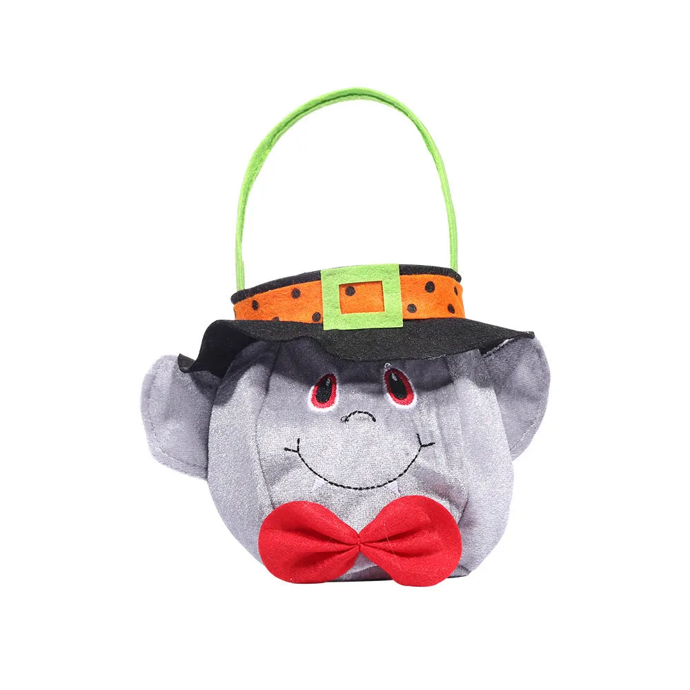 Halloween cloth hooded round tote bag in pumpkin style with black colour for trick or treating