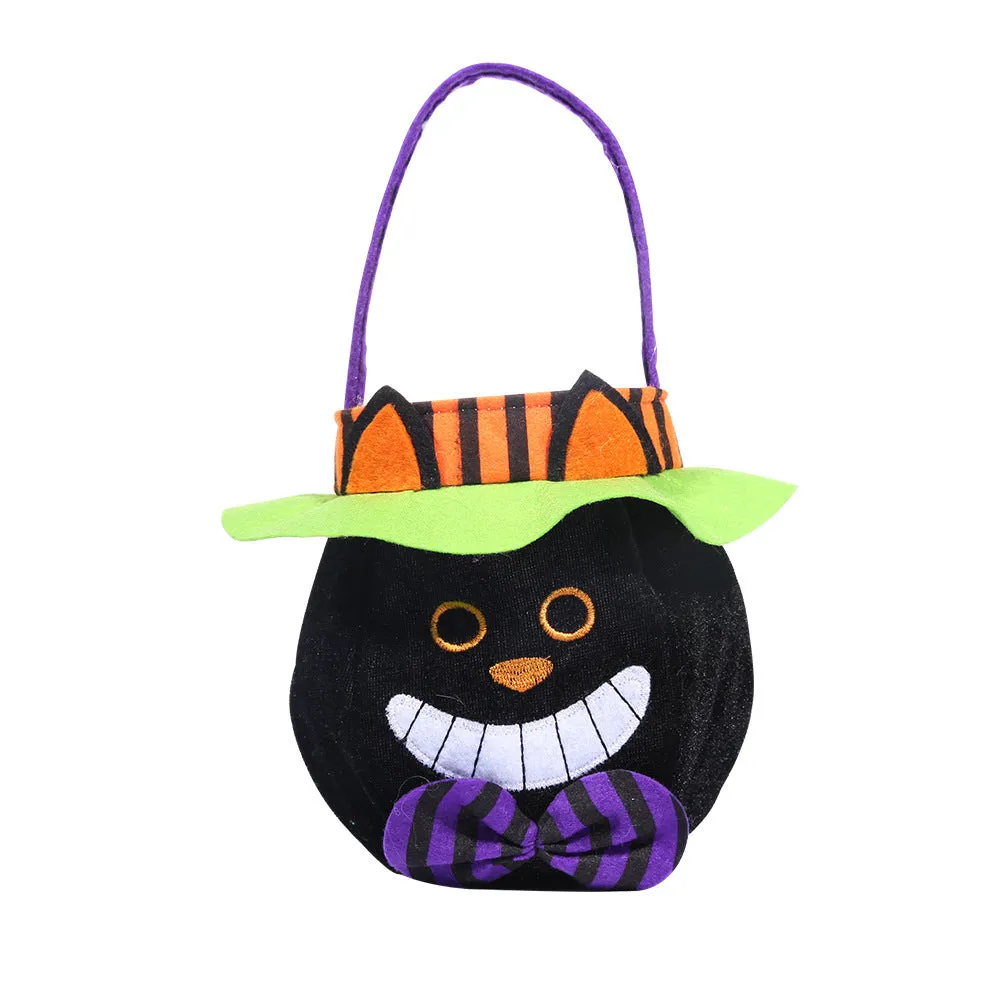 Halloween cloth hooded round tote bag in pumpkin style with black colour for trick or treating