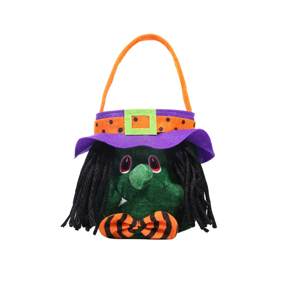 Halloween cloth hooded round tote bag in pumpkin style with black colour for trick or treating