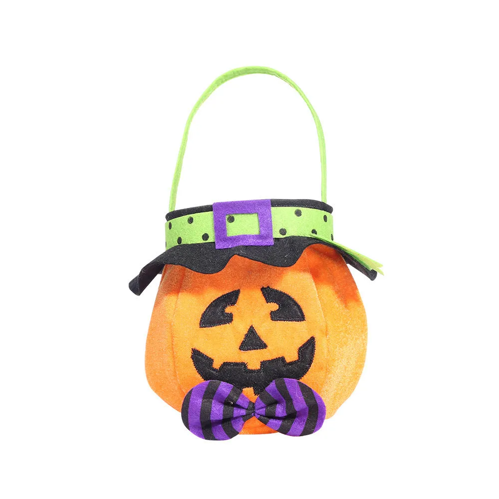 Halloween cloth hooded round tote bag in pumpkin style with black colour for trick or treating