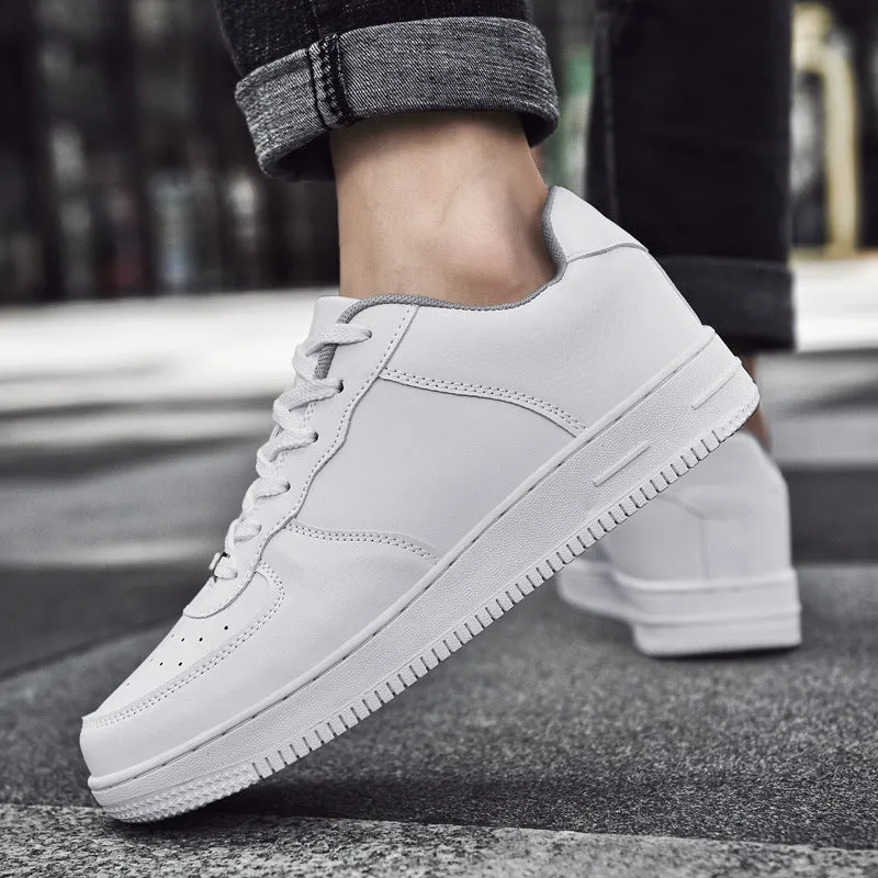 Pair of leather and nylon sneakers with rubber sole, available in black and white, sizes 35-46