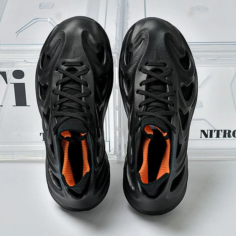 Men's casual flyknit sock sneakers with TPR sole, pure black colour option