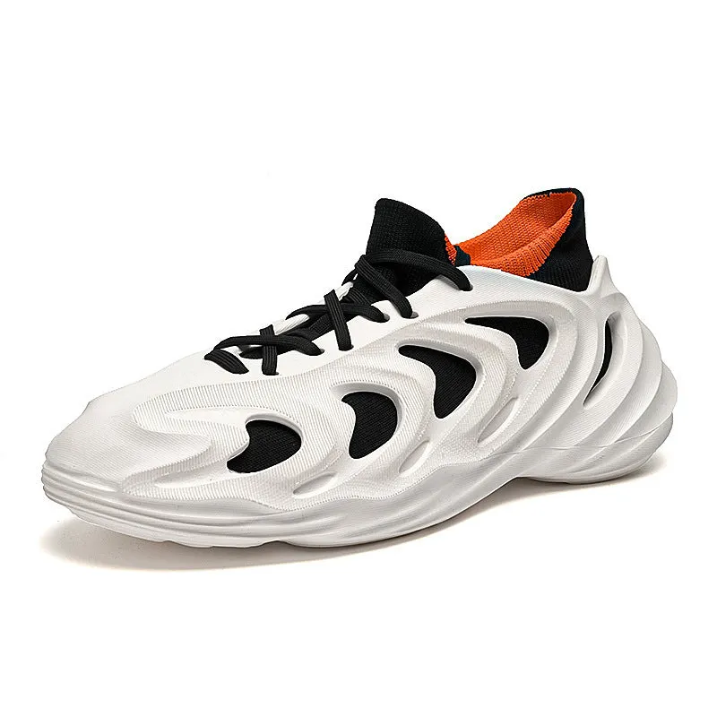 Men's casual flyknit sock sneakers with TPR sole, pure black colour option