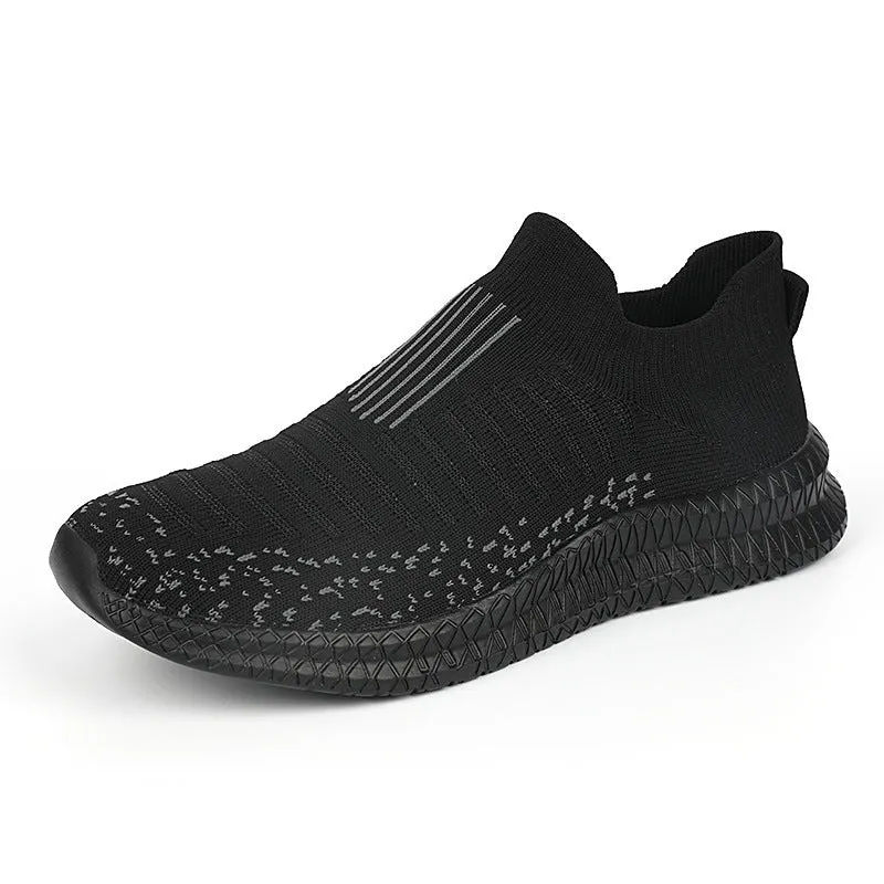 Men's mesh sneakers breathable non-slip EVA sole solid colour car stitching flat heel spring casual shoes