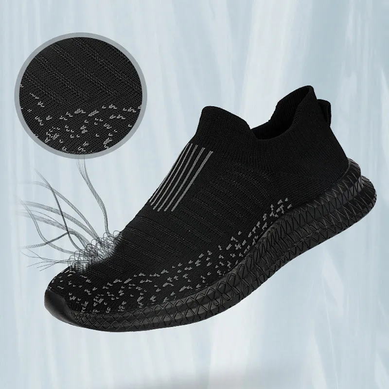 Men's mesh sneakers breathable non-slip EVA sole solid colour car stitching flat heel spring casual shoes