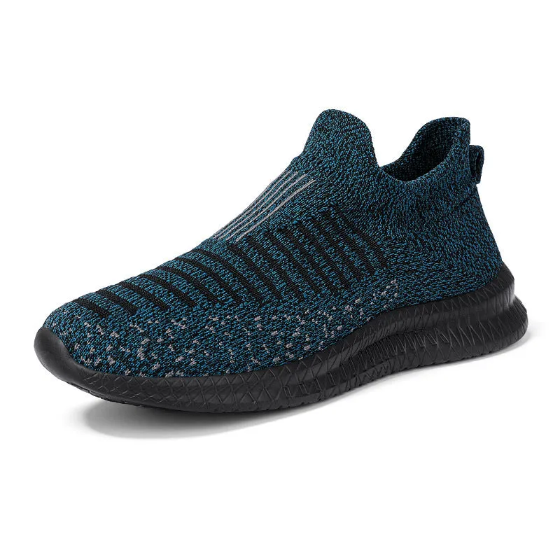 Men's mesh sneakers breathable non-slip EVA sole solid colour car stitching flat heel spring casual shoes