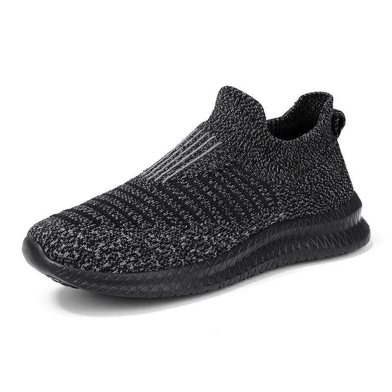 Men's mesh sneakers breathable non-slip EVA sole solid colour car stitching flat heel spring casual shoes