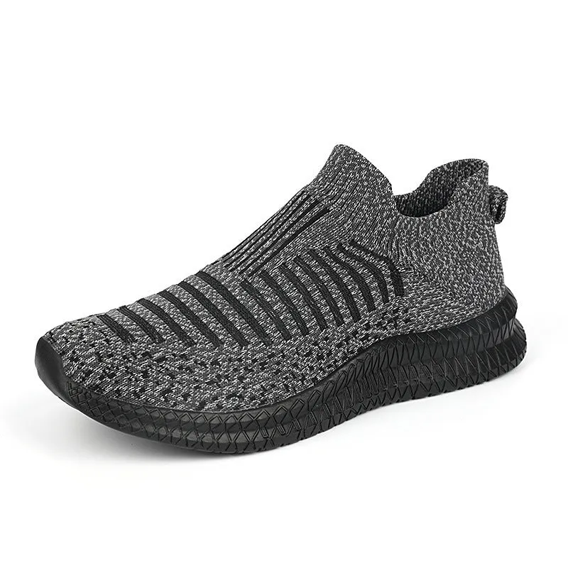 Men's mesh sneakers breathable non-slip EVA sole solid colour car stitching flat heel spring casual shoes
