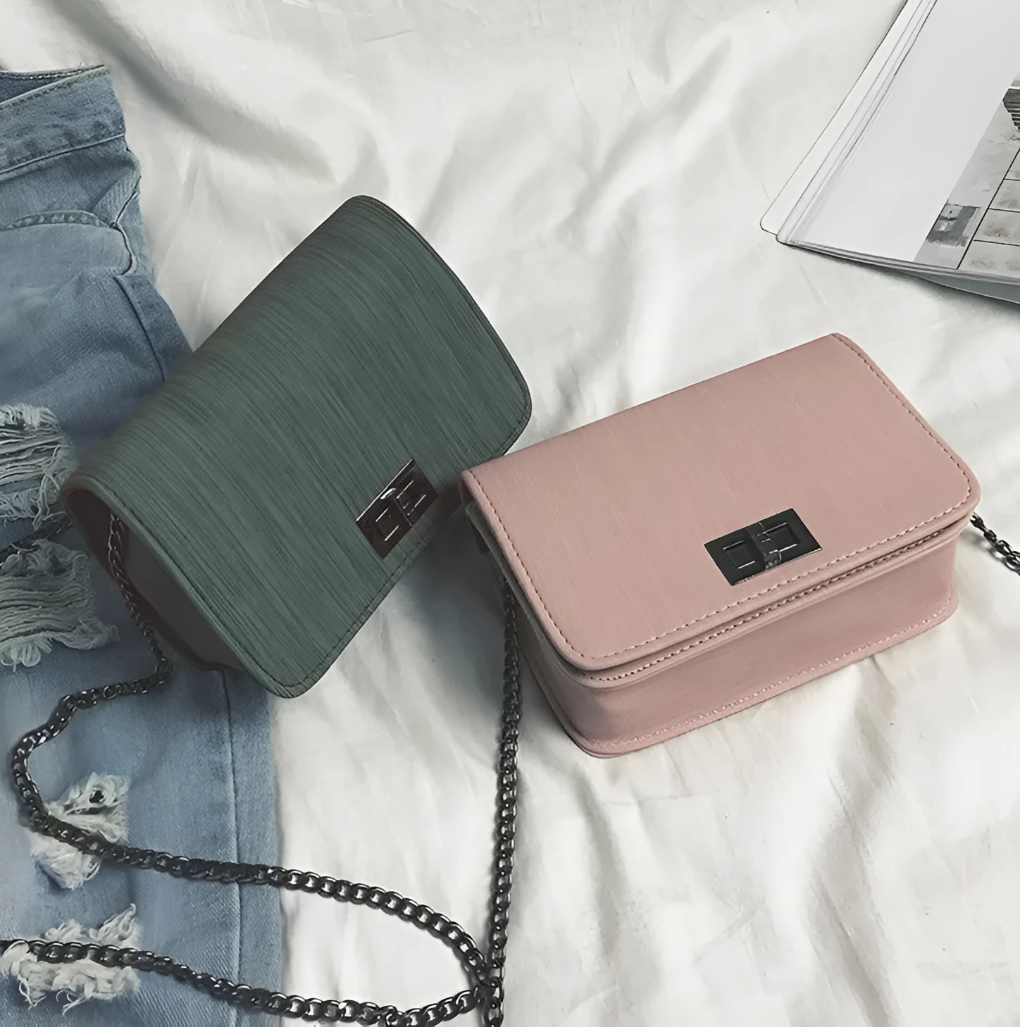 Fashion backpack in pure colour PU material, available in black, green, and pink
