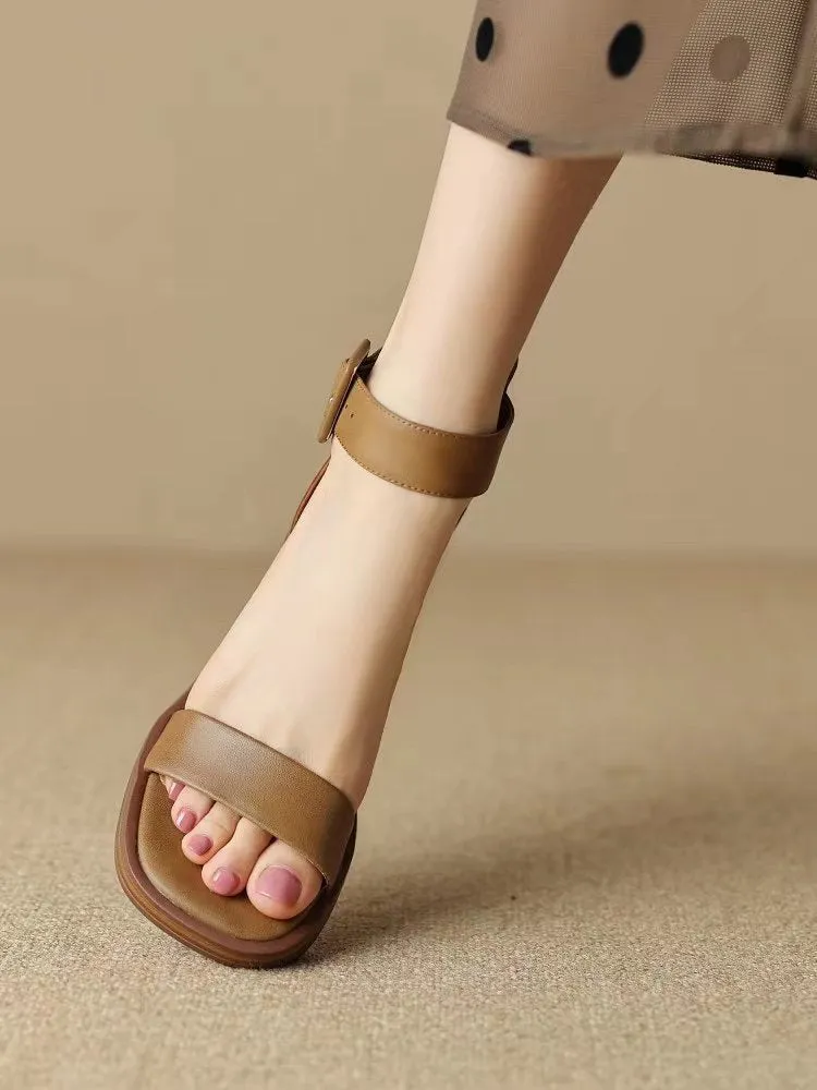 White retro ankle-strap platform heels for women with round toe design