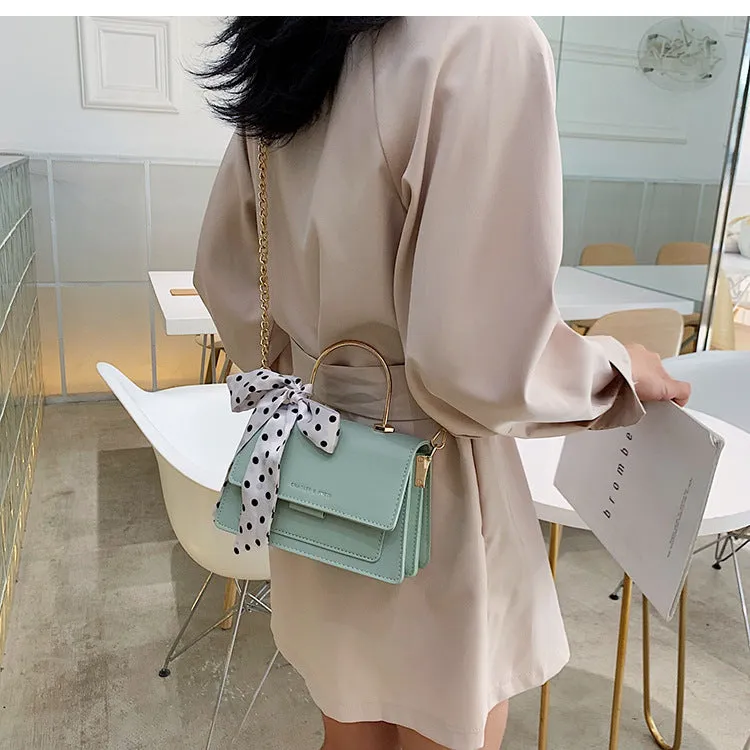 Small trendy fashion messenger bag chain shoulder texture handbag for women in beige