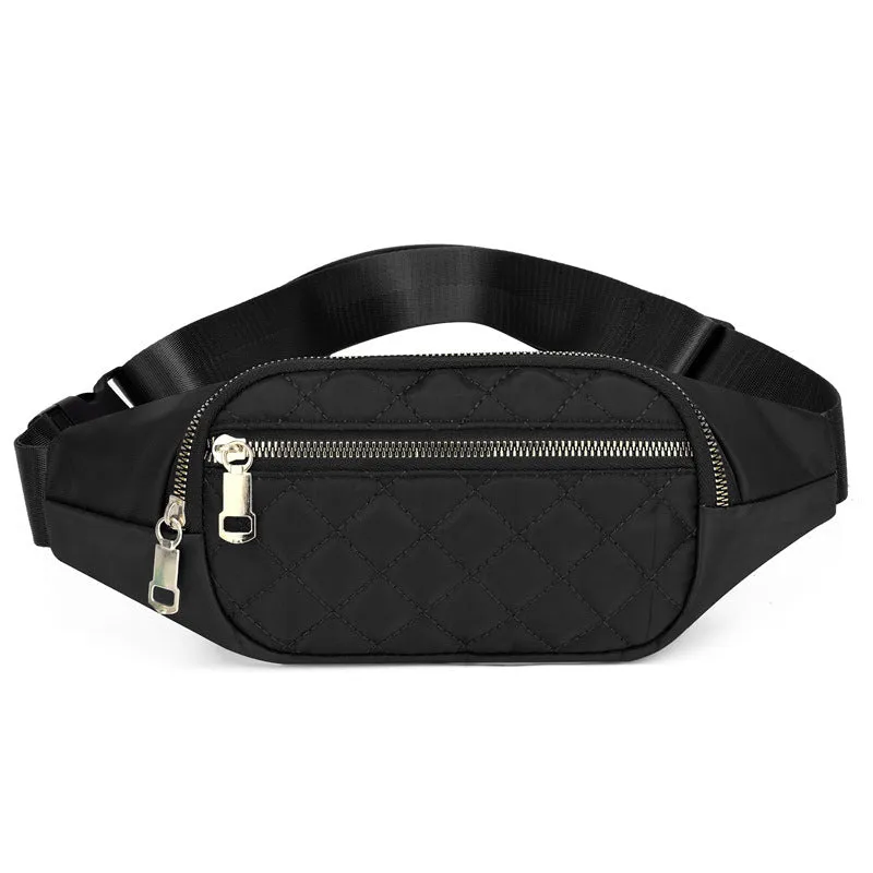 Rhombus fanny pack for women in solid colour, crossbody waist bag with zippered compartments