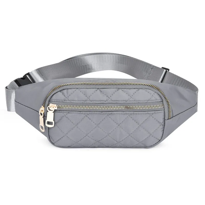 Rhombus fanny pack for women in solid colour, crossbody waist bag with zippered compartments