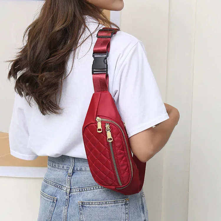 Rhombus fanny pack for women in solid colour, crossbody waist bag with zippered compartments