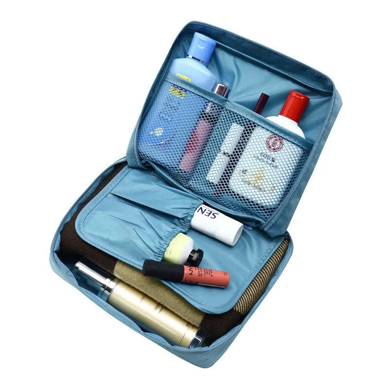 Women cosmetic storage bag Oxford cloth 21x8x16cm travel toiletry organiser in grey and pink