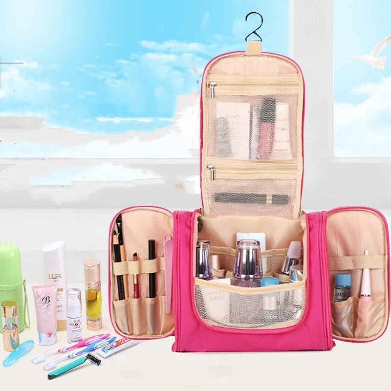Travel waterproof cosmetic bag in ABS material, available in green, with zipper closure