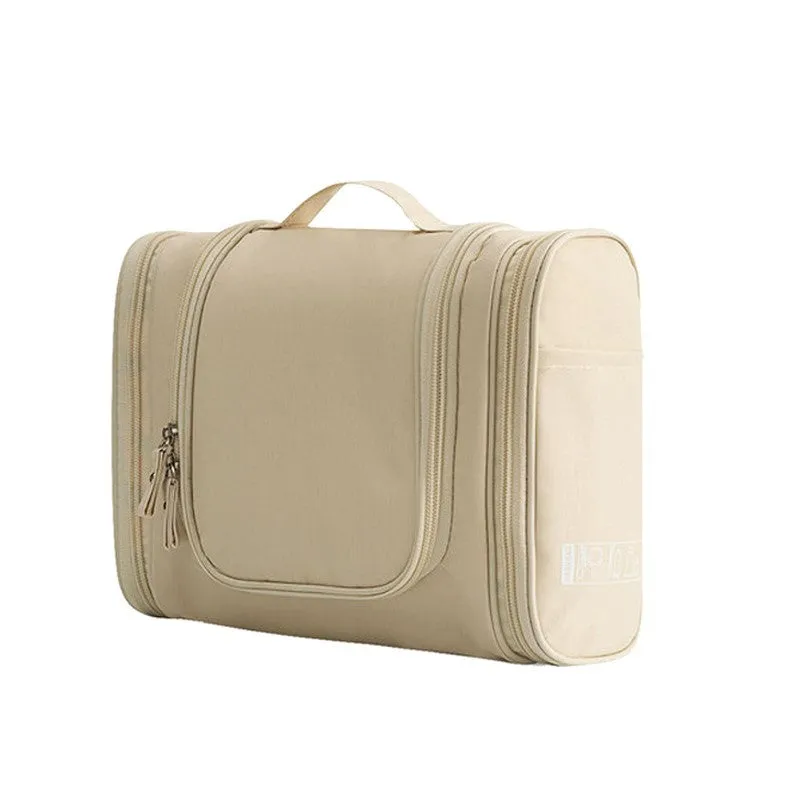 Travel waterproof cosmetic bag in ABS material, available in green, with zipper closure