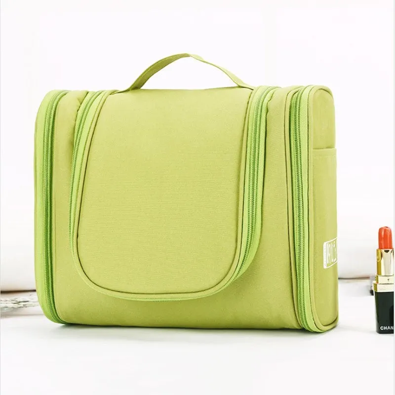 Travel waterproof cosmetic bag in ABS material, available in green, with zipper closure