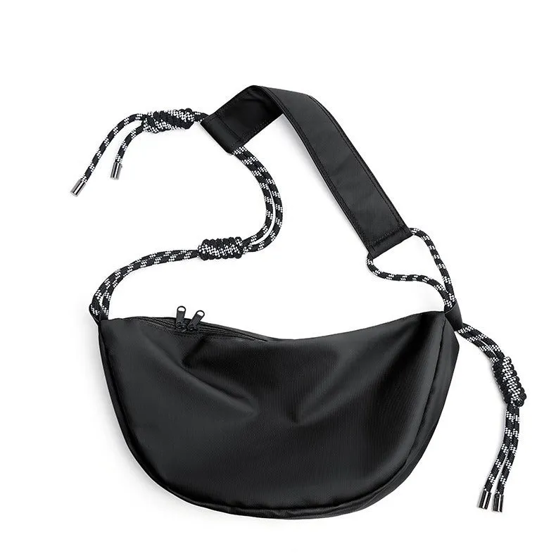 Men's lightweight nylon messenger bag in solid colour with large capacity for commuting
